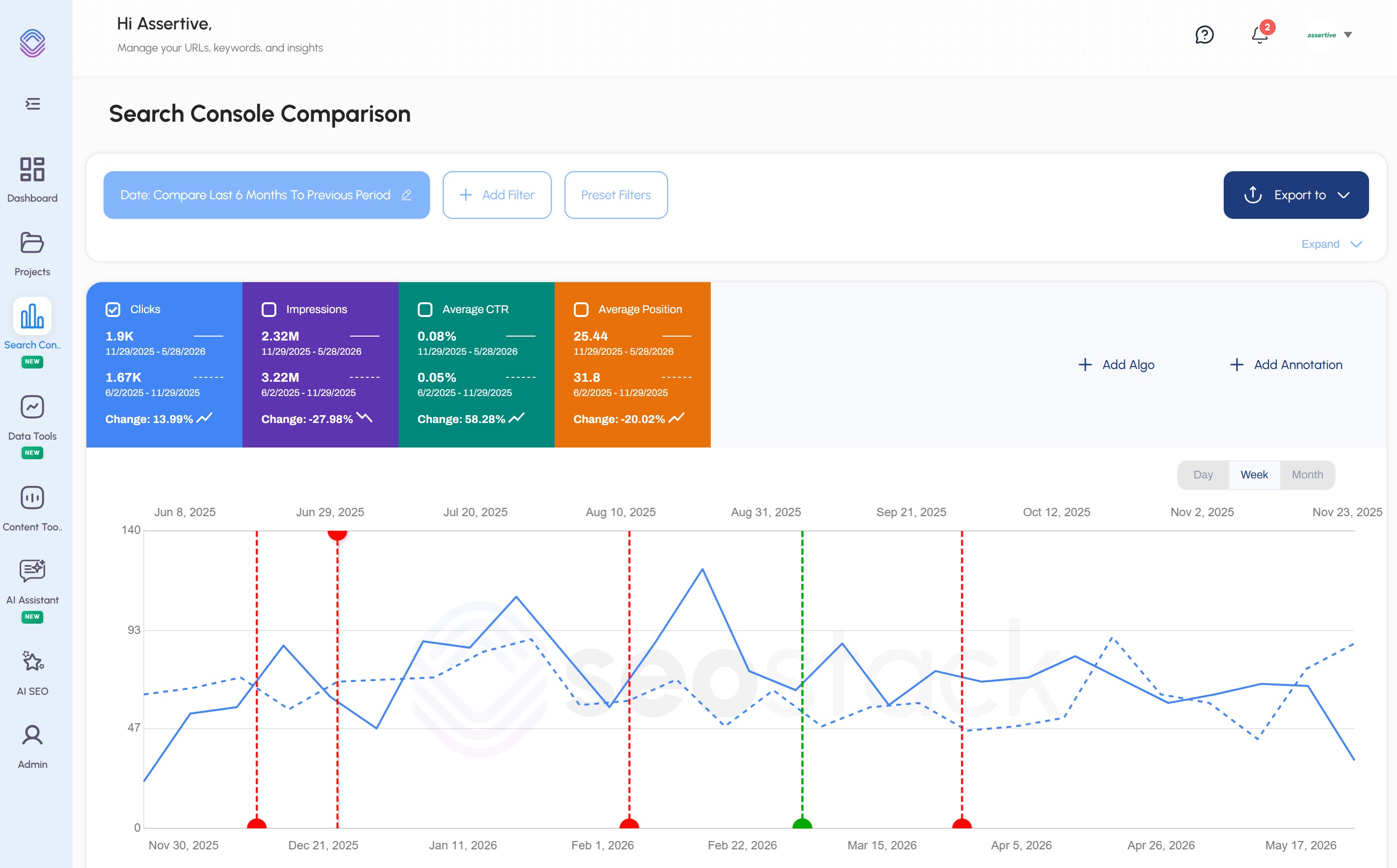 SEO Stack GSC Comparison Dashboard